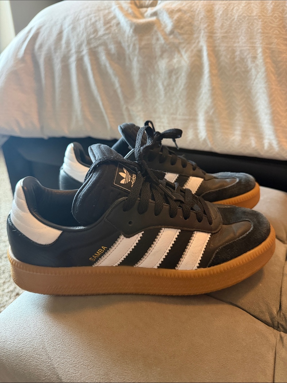 adidas Samba Black White with Gum Sole